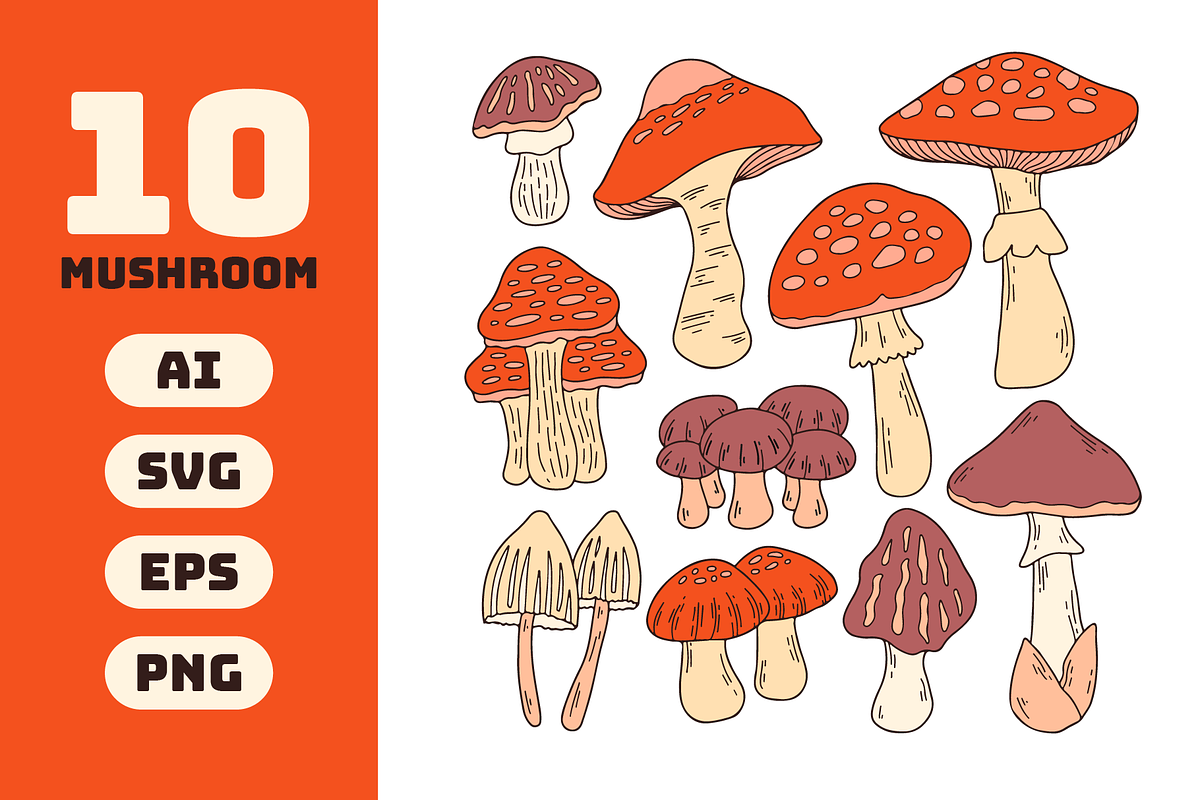 Mushroom Doodle Illustration, an Object Graphic by aditvest