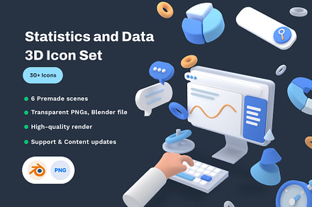 Statistics and Data 3D Icon Set, an Icon by Nate Studios
