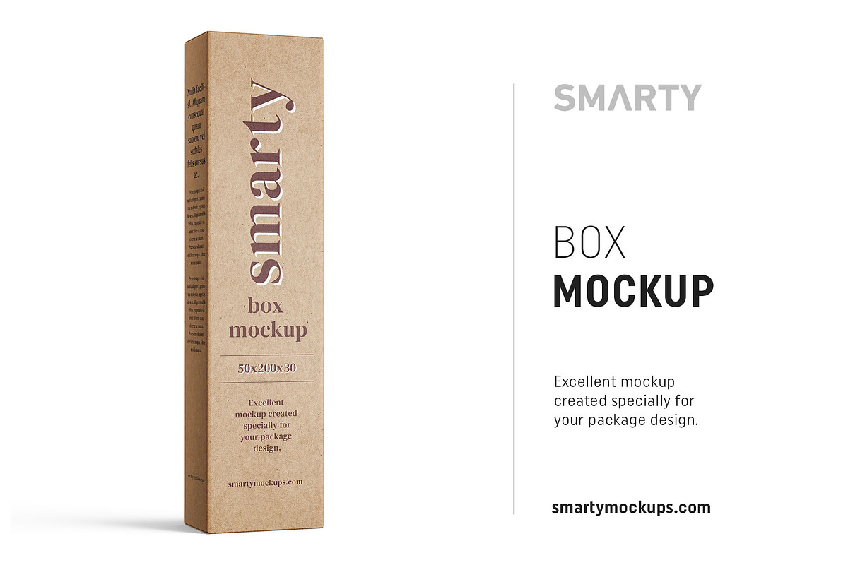 Box mockup 50x200x30, a Packaging Mockup by Smarty Mockups (Photo 1 of 5)