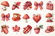 Red Gingham Autumn Clipart, an Illustration by Rose Art (Thumbnail 2 of 4)