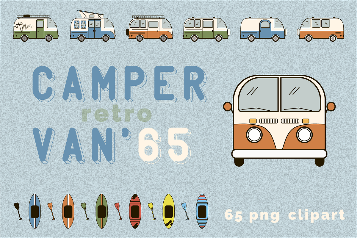 CamperVan ’65. Clipart collection, an Illustration by lokfrid (Photo 1 of 7)