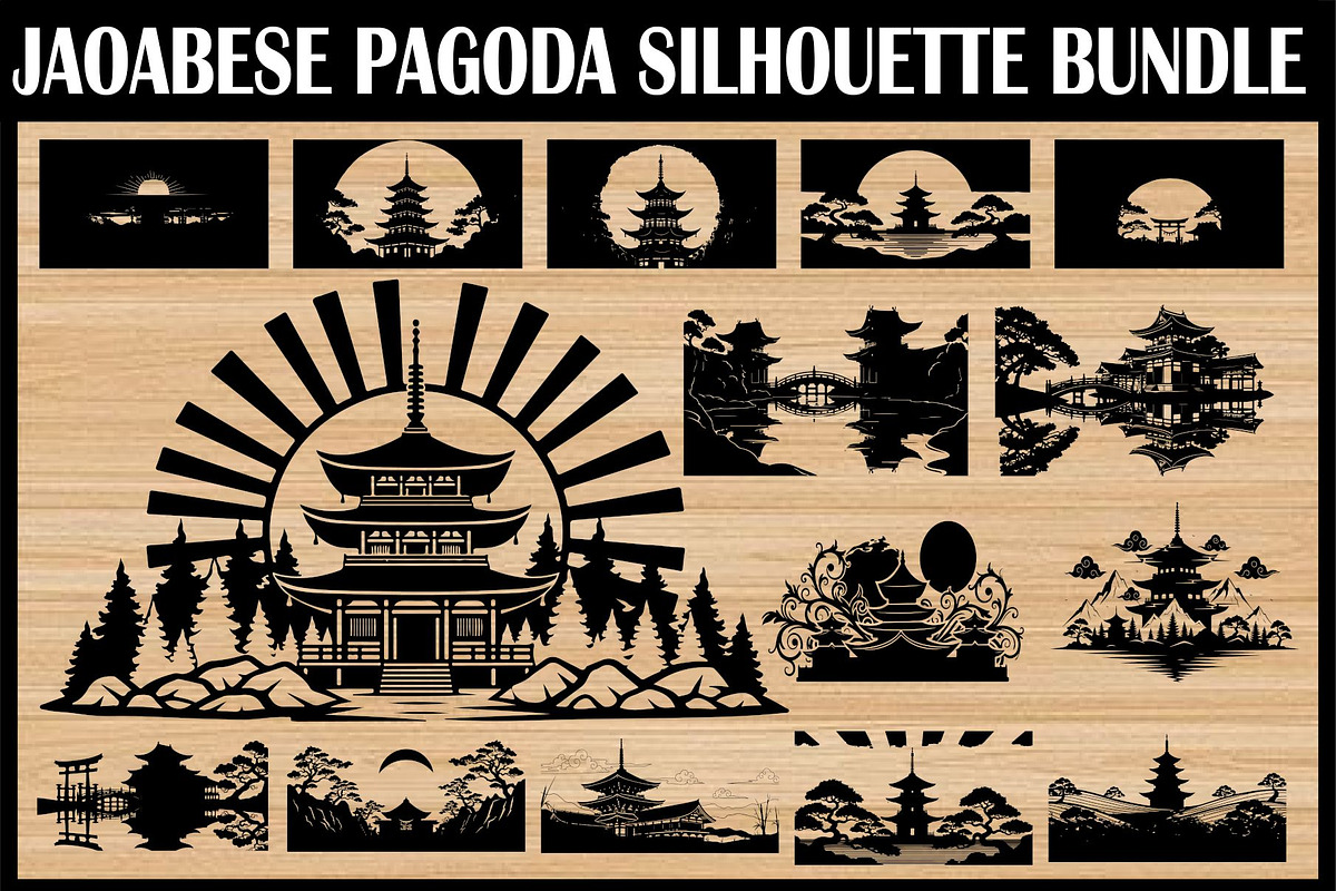 Japanese Pagoda SVG Bundle, an Illustration by Gaye Art (Photo 3 of 3)