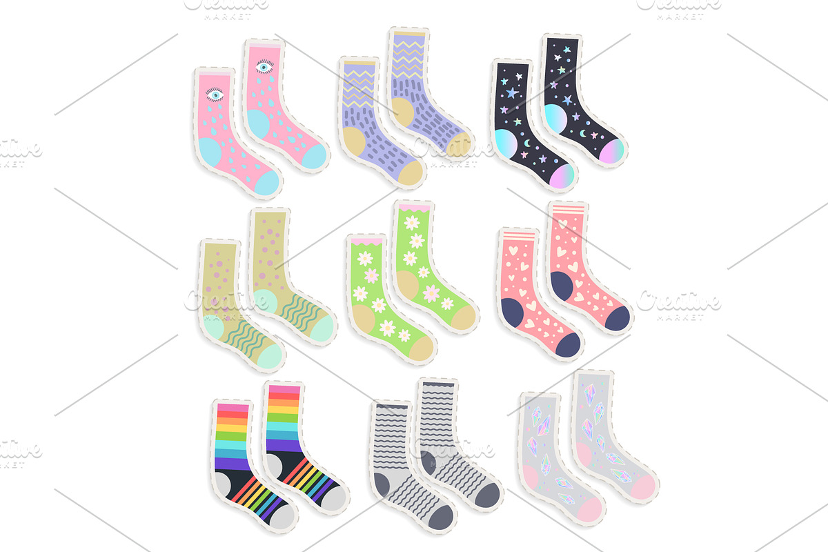 Socks. Sticker set & Pattern, an Object Illustration by Marina Demidova (Photo 2 of 3)
