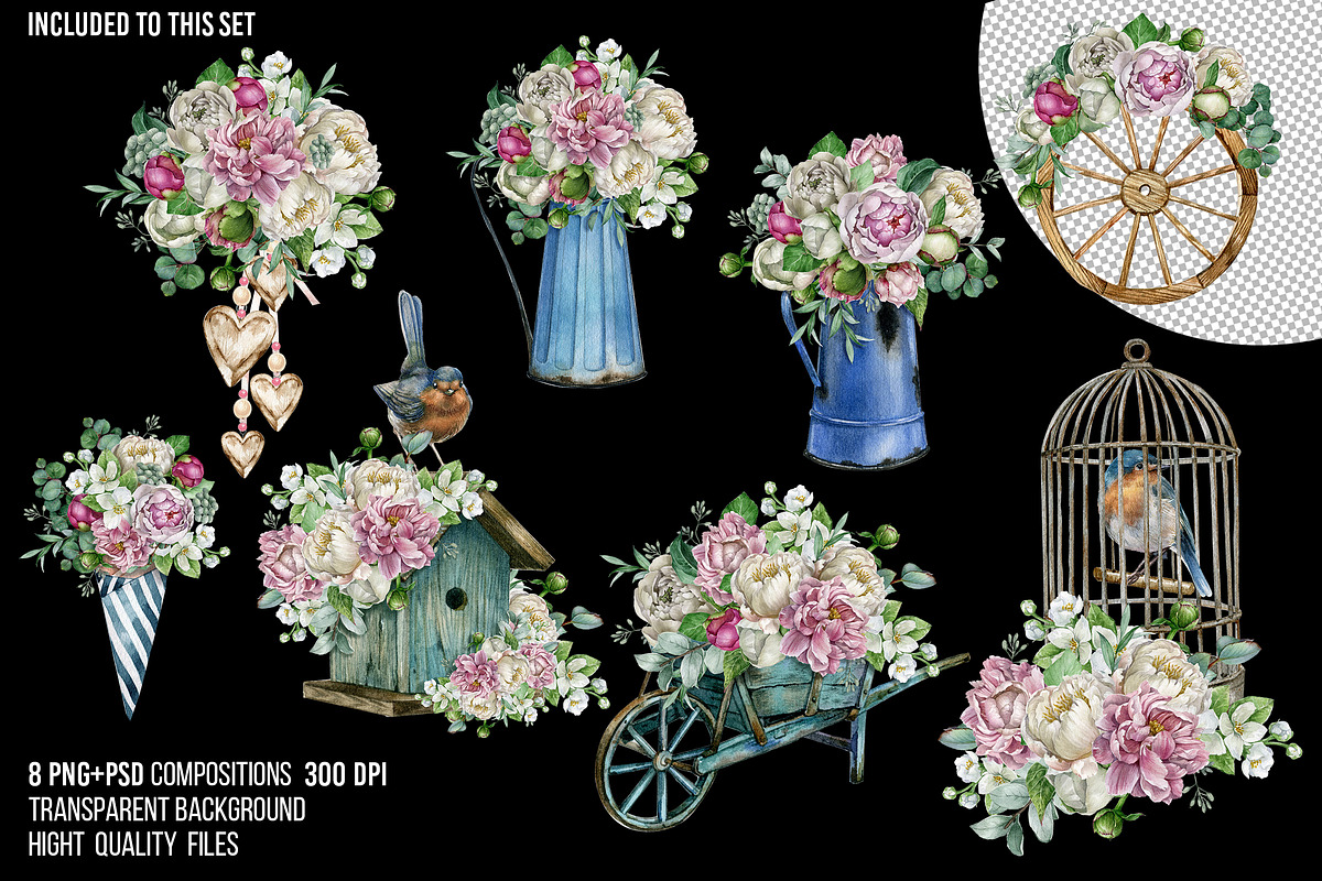 Watercolor spring flower bouquet, an Object Illustration by yana.fefelova (Photo 3 of 5)