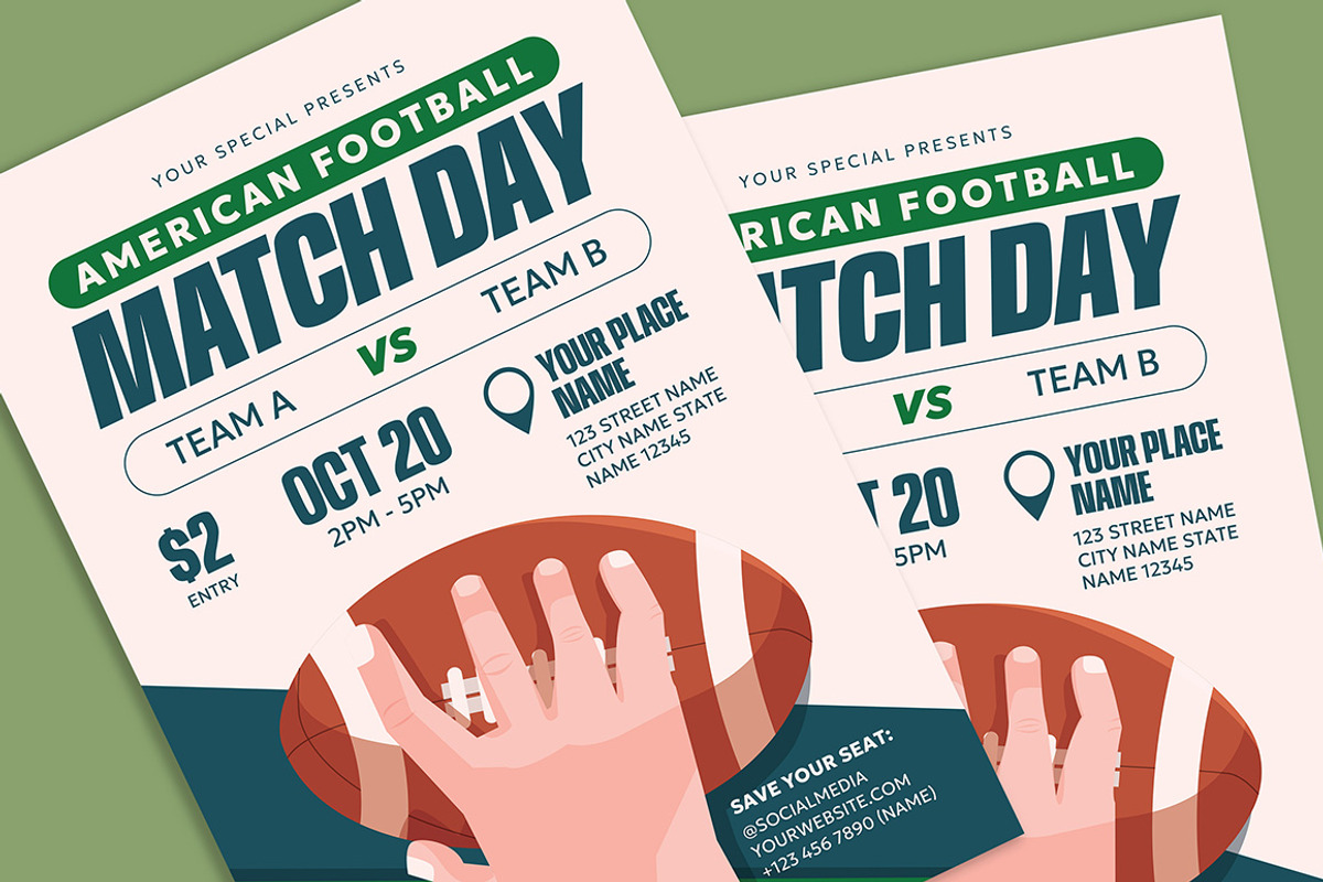 American Football Flyer, a Flyer Template by Gumico Studio. (Photo 3 of 3)