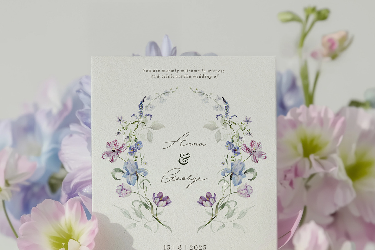 Mauve - Iris Floral Flower Design, a Decorative Illustration by Veris Studio (Photo 8 of 17)