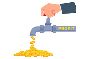 Businessmans hand opens tap with, a Finance Illustration by Vectorbuum