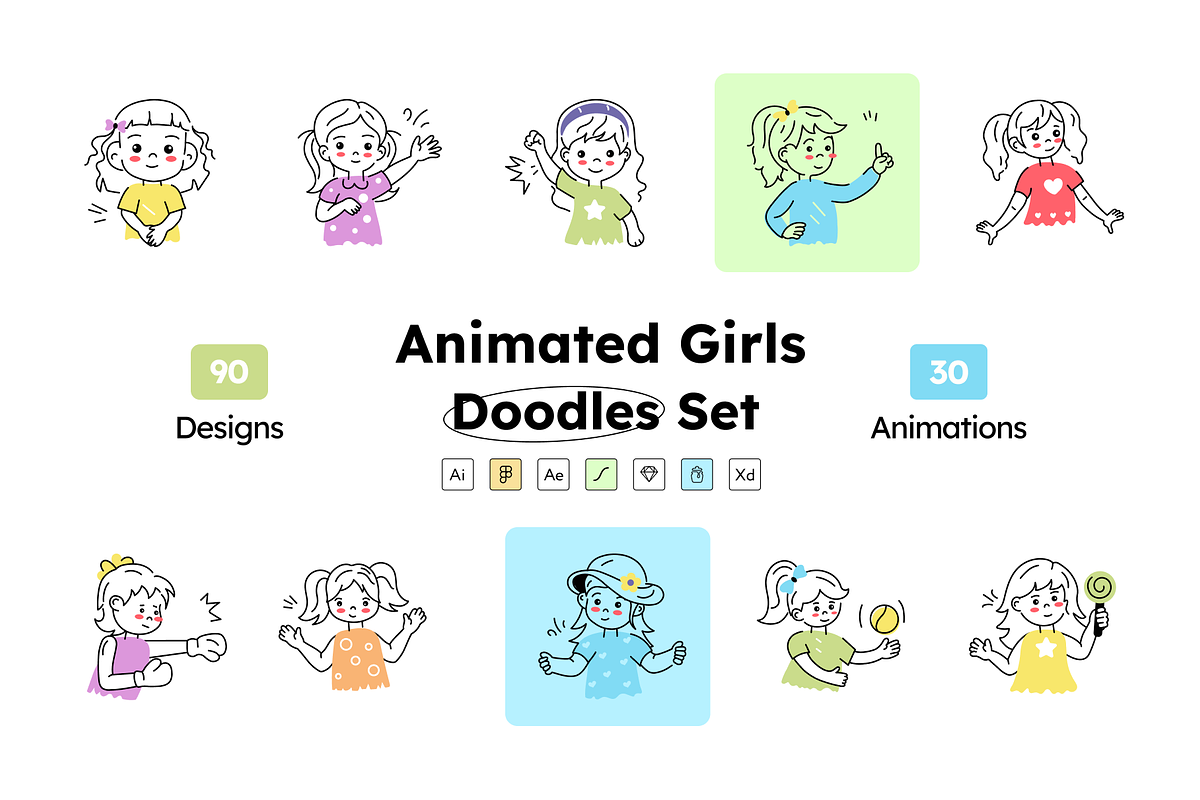Animated Girls Icons, an Emoji Icon by Prosymbols (Photo 1 of 12)