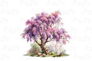 Watercolor Spring Garden Clipart