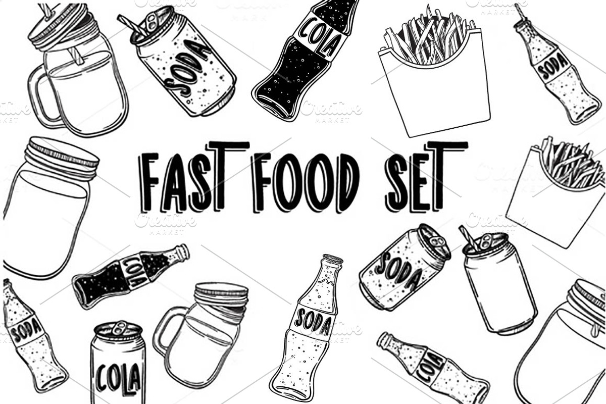 Fast food vector set, a Food Illustration by Vavavka (Photo 1 of 10)