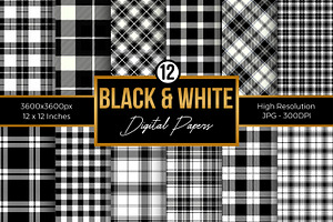 Black & White Plaid Seamless Pattern