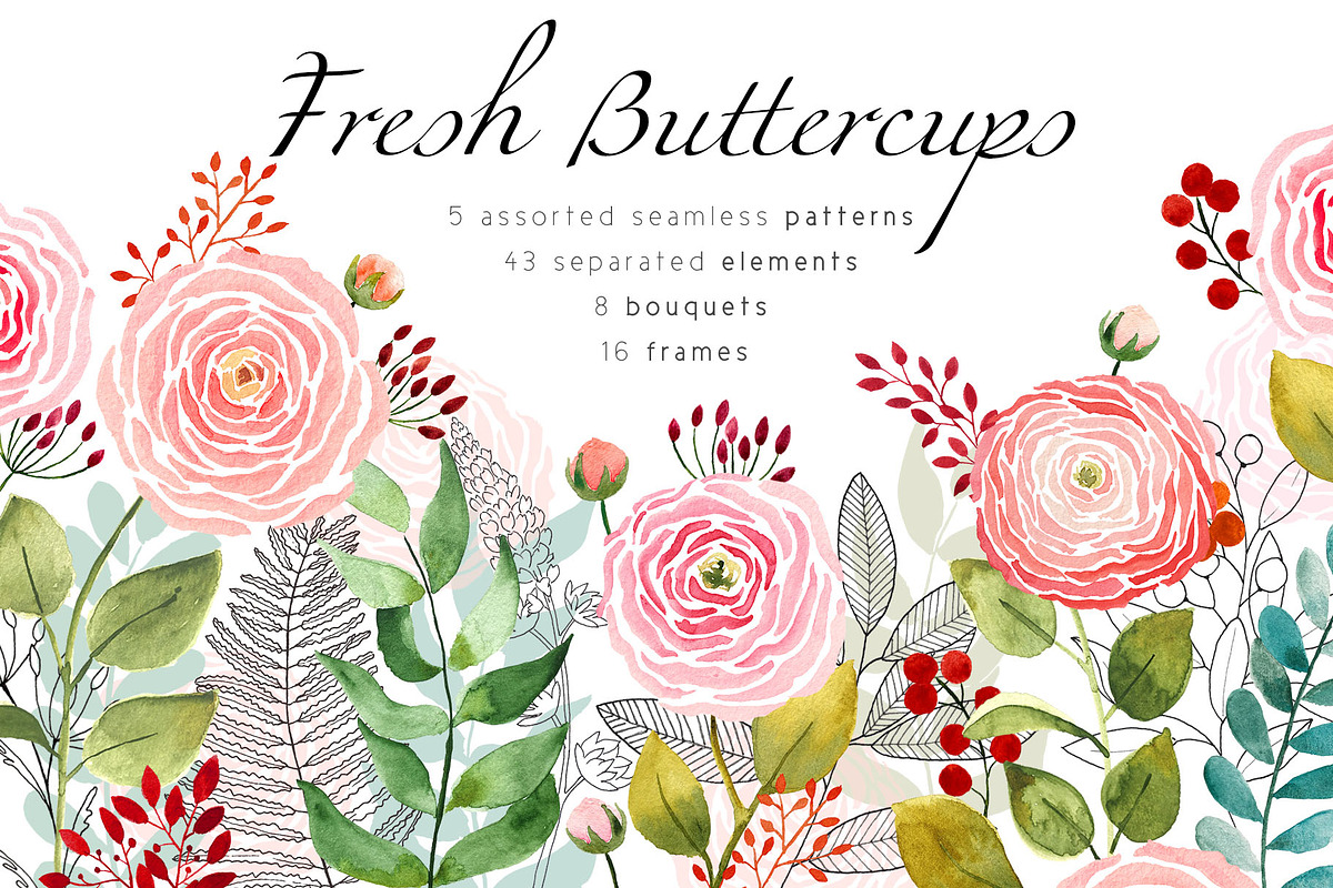 Fresh buttercups frames and patterns, a Decorative Illustration by marie dricot (Photo 1 of 12)