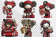 Whimsical Christmas Teddy Bear Clip, an Animal Illustration by SVGArt (Thumbnail 2 of 9)