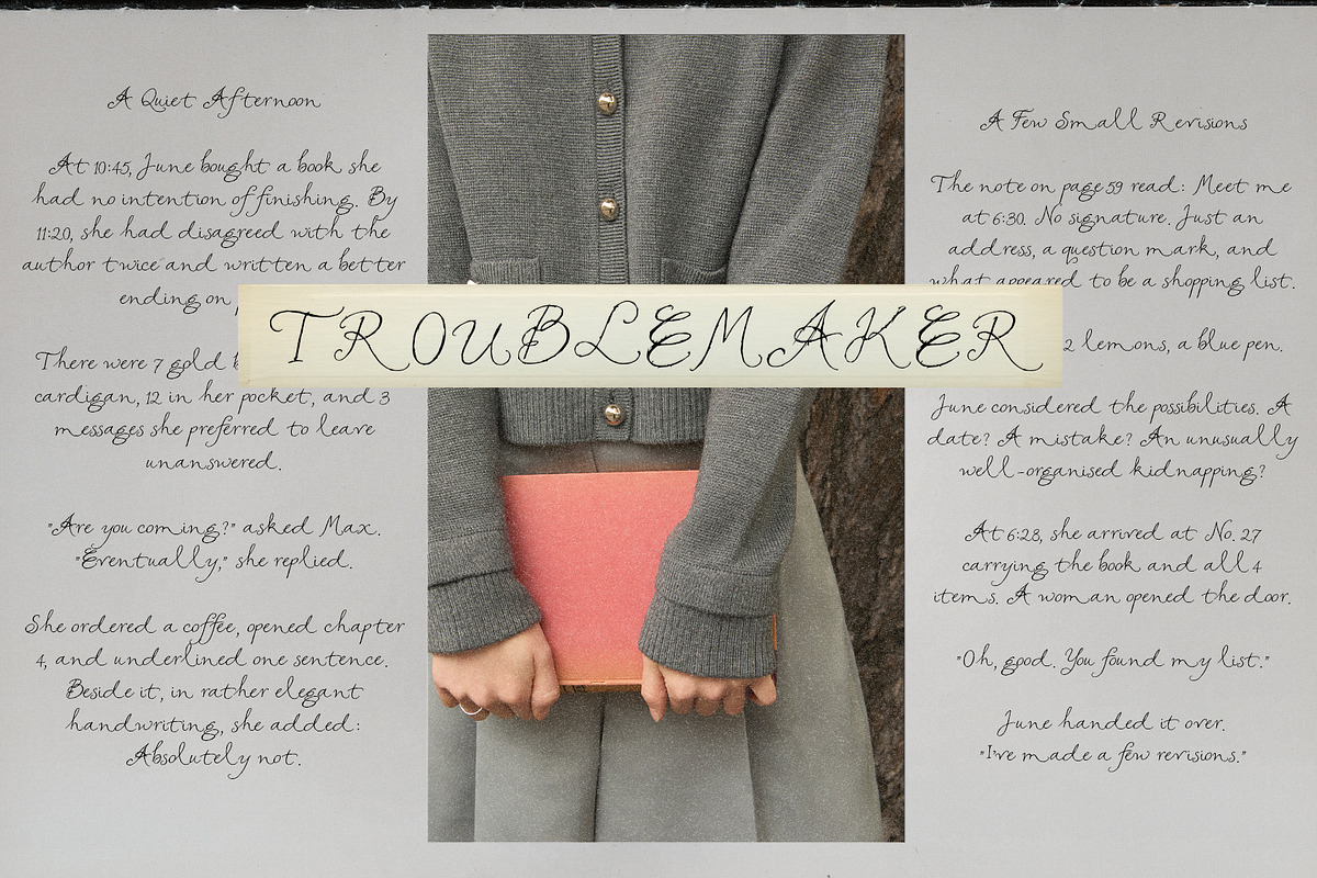 Possible Trouble: Textured Script, a Script Font by Mneme (Photo 3 of 8)