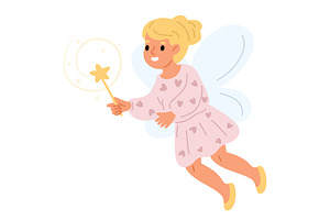 Little beautiful fairy with wings in, a Person Illustration by Vectorbuum