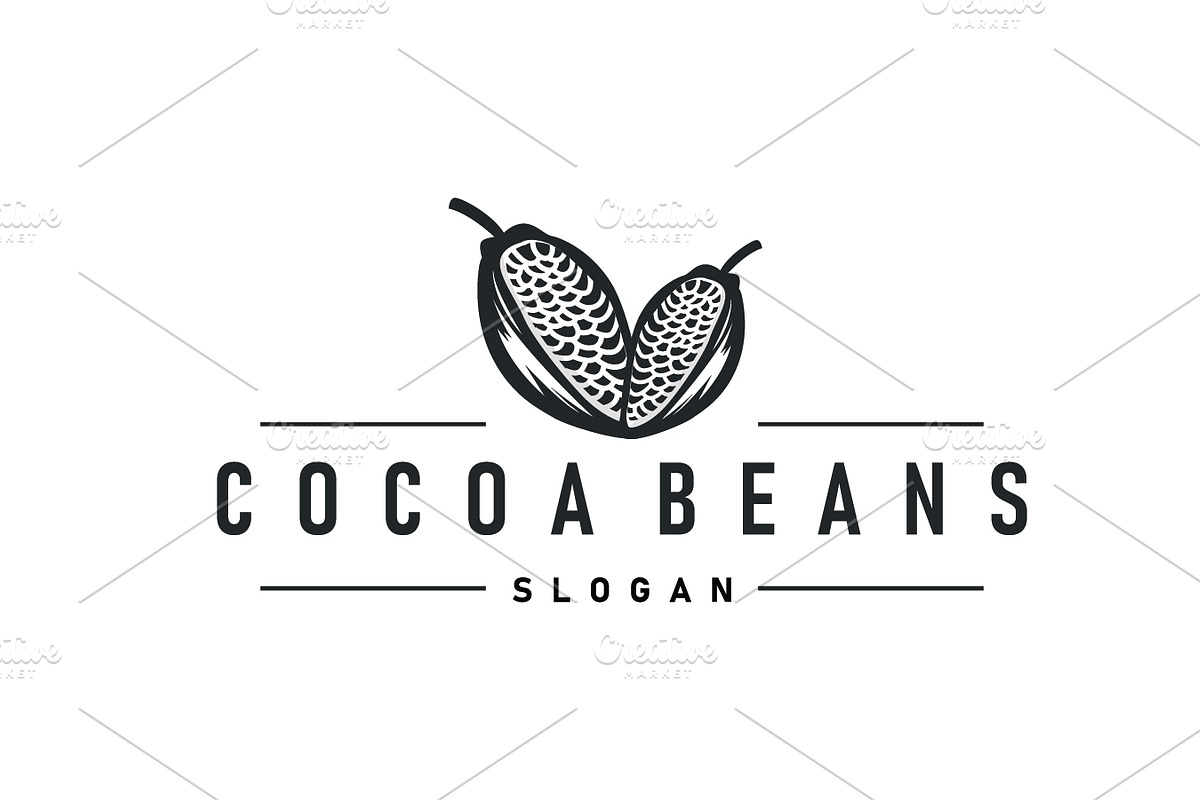 simple cocoa bean logo plant design, a Branding & Logo Template by Maylianaw28