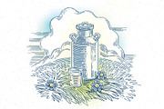 Milk Can and Glass of Milk on Meadow, a Food Illustration by Countryside life (Thumbnail 3 of 5)