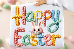 Yarn Crochet Happy Easter PNG, an Illustration by DreamArtGraphic