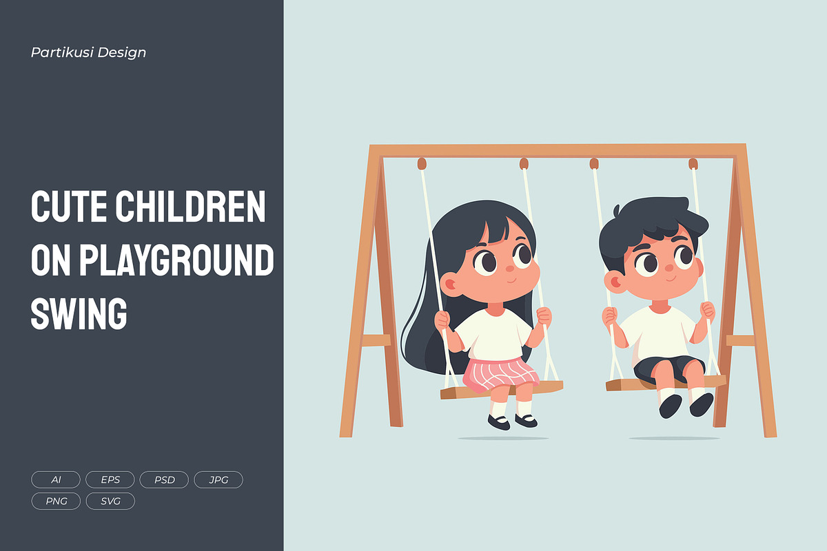 Cute Children on Playground Swing, a Person Illustration by Partikusi Design (Photo 1 of 3)