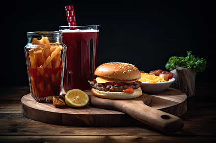 Hamburger with french fries and cola, a Photo by Iftikhar Alam