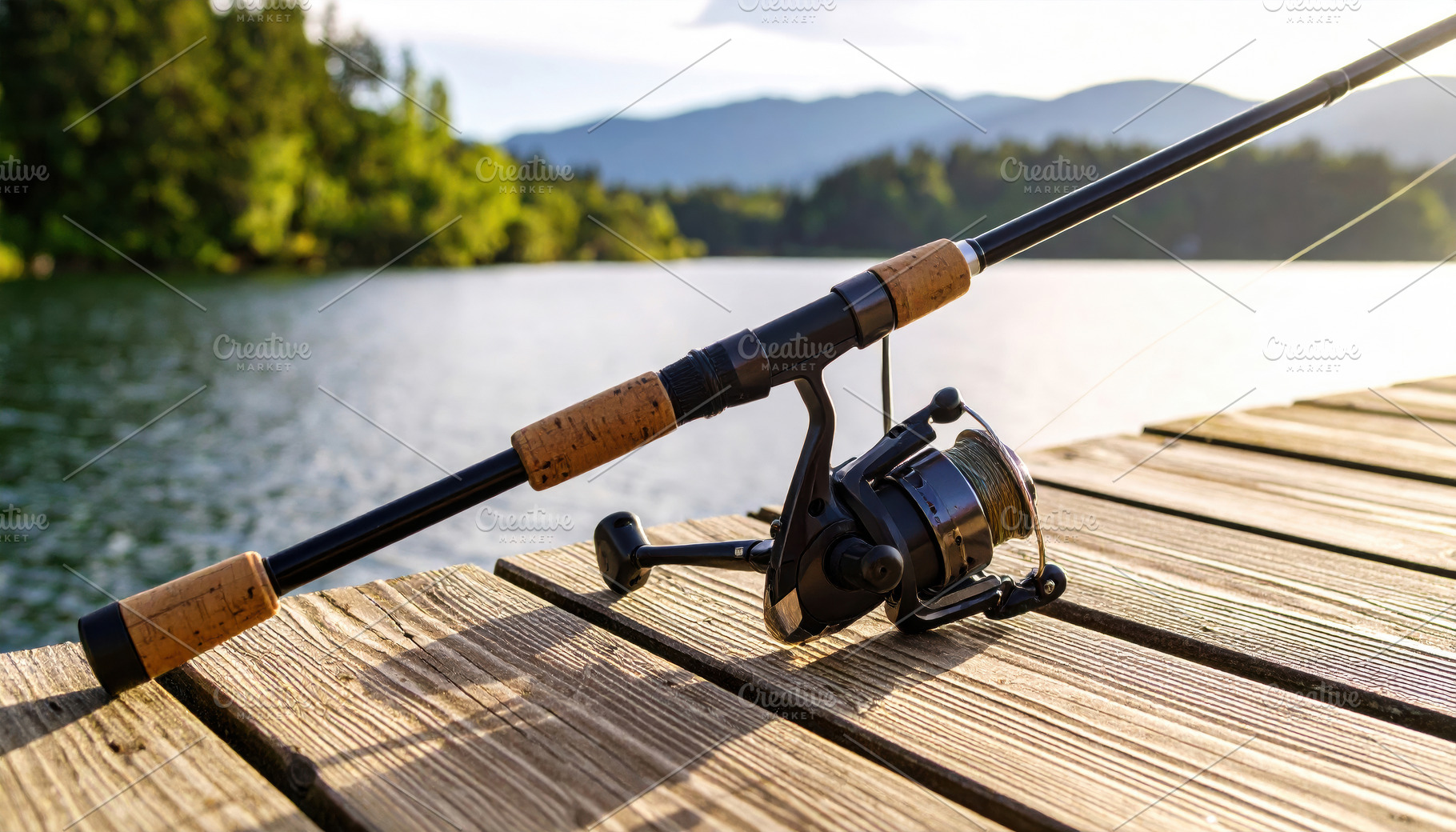 Fishing Rod on a Scenic Lakeside Dock, a Sports & Recreation Photo by Davizro's Market