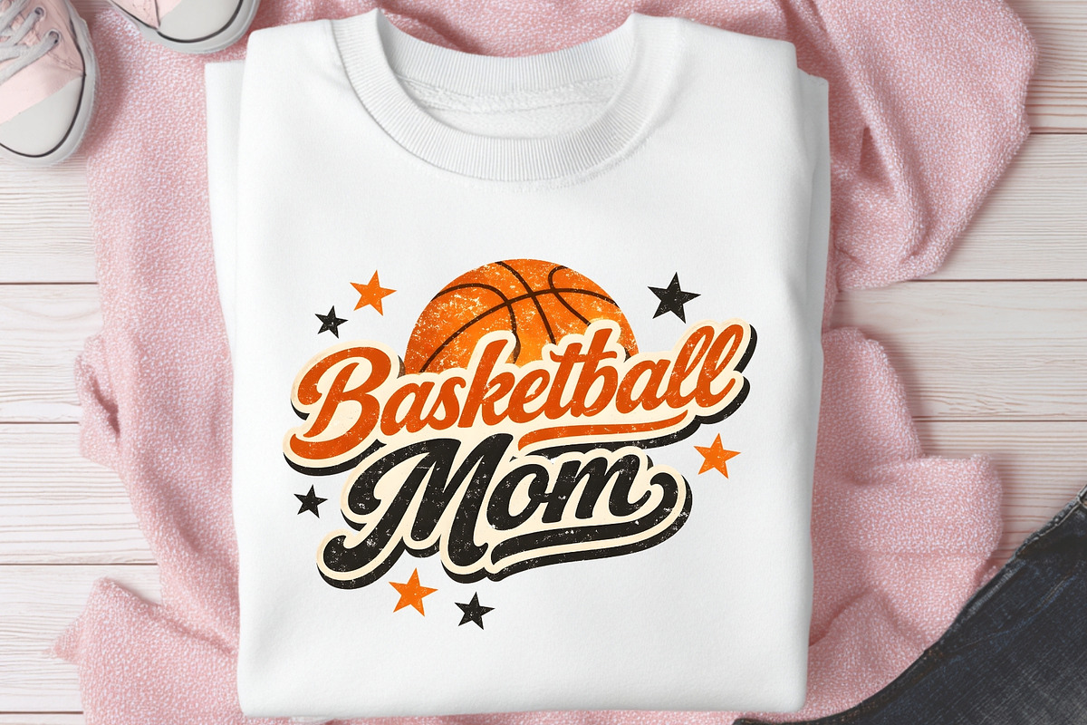 Retro Baskerball Mom PNG Shirt Sport, a Sport Illustration by SugarCloudStudioArt (Photo 5 of 6)