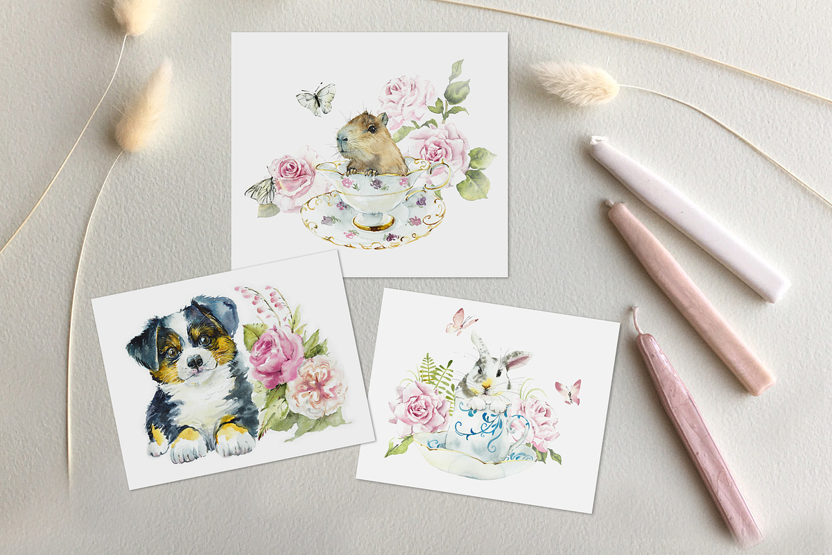 Cute Fluffy Tea Time, an Animal Illustration by Budogoshch (Photo 7 of 15)
