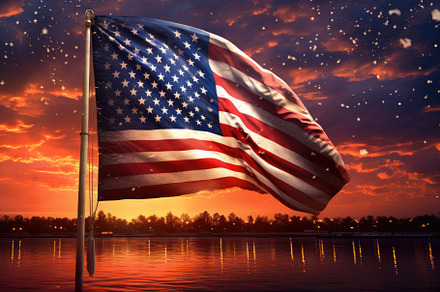 American flag waving in the wind on, a Photo by Iftikhar Alam