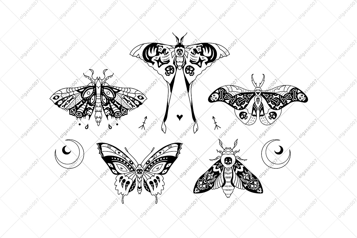 Halloween moths, a Decorative Illustration by OlgaSoi007 (Photo 4 of 7)