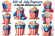 Watercolor 4th of July Popcorn Clipa, an Illustration by Sublimation Artist (Thumbnail 1 of 6)
