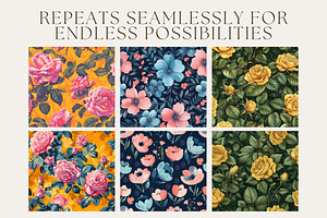 12 Radiant Blooms Seamless Patterns