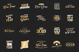 Happy New Years Vector Text Set