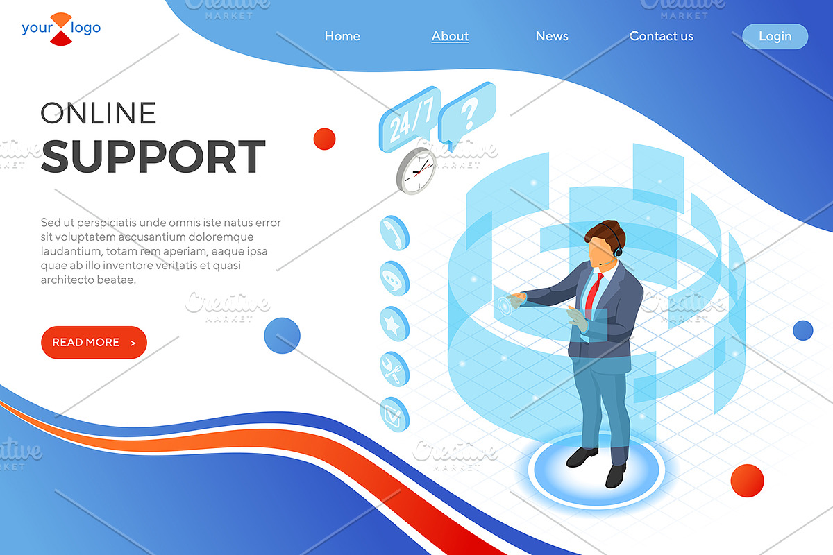 Isometric Online Customer Support, a Person Illustration by TAlex (Photo 4 of 6)