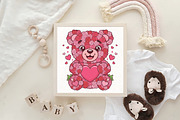 Pink Floral Valentine's Day Bear PNG, an Illustration by CraftArtStudio (Thumbnail 4 of 4)