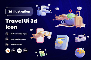 Travel 3d Illustration Icon Pack