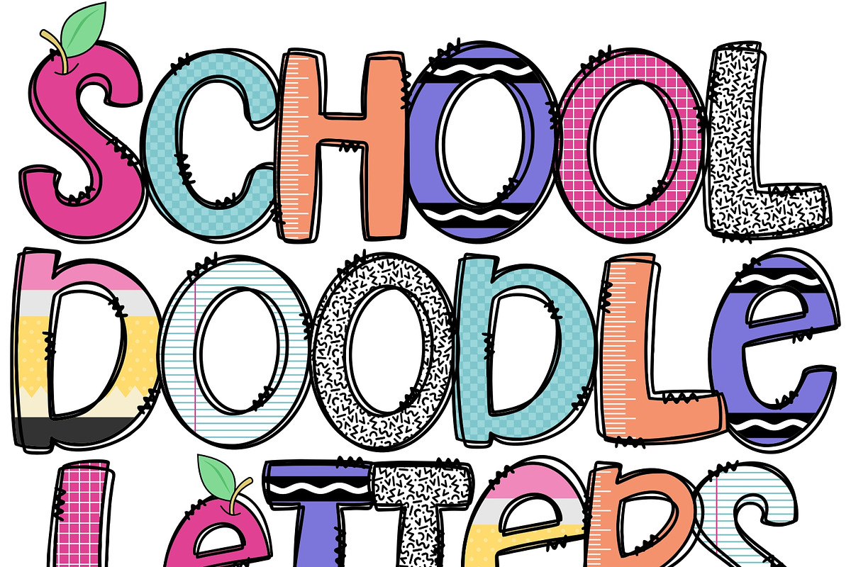 School Doodle Letters PNG Clipart, an Education Illustration by Huckleberry Hearts (Photo 1 of 3)