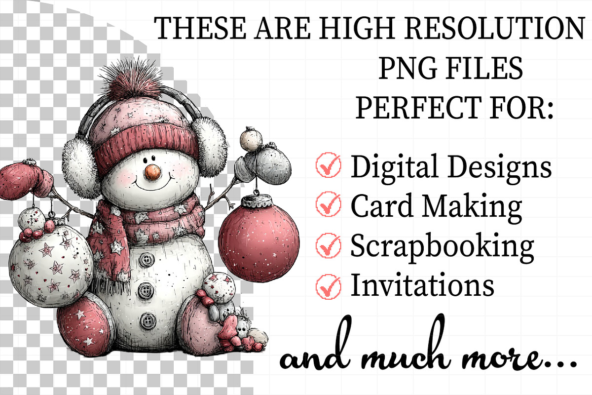 Whimsical Christmas Snowman Clipart, an Illustration by Daily.Designs (Photo 2 of 5)