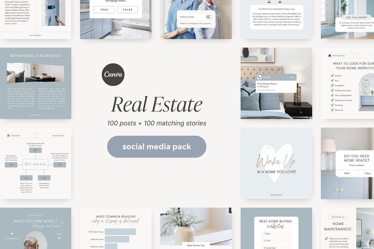 Real Estate Instagram Post Templates, a Social Media Template by LiliesandBerries (Photo 2 of 23)