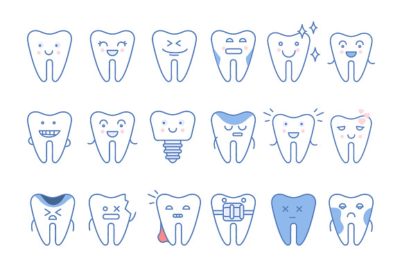 Tooth Icons Set Dental Collection