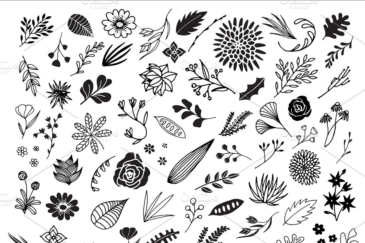 300 Hand Drawn Florals, an Illustration by Designdell (Photo 4 of 7)