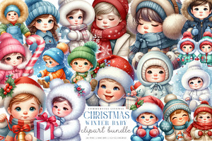Winter Baby Clipart Christmas PNG, an Illustration by SinaCreation