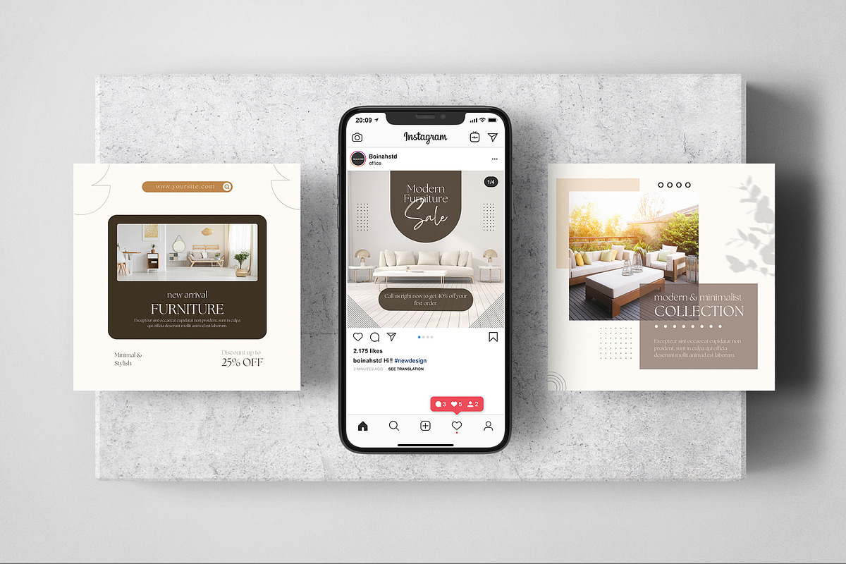 Furniture Instagram Post Canva, a Social Media Template by Boinah Studio (Photo 4 of 6)