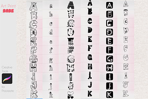 Monster Letter Stamp Tattoo GridFont