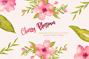 Cherry Blossom Watercolor Collection, an Illustration by By Kerri Ann (Thumbnail 1 of 8)