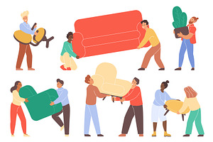 People Moving Furniture Cartoon, a Person Illustration by Lemberg Vector