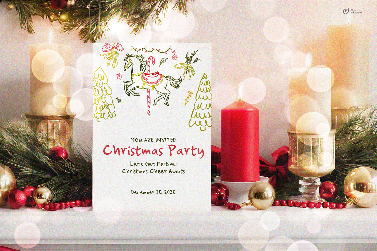 Whimsical Vintage Christmas Clipart, an Illustration by ollalya (Photo 9 of 9)