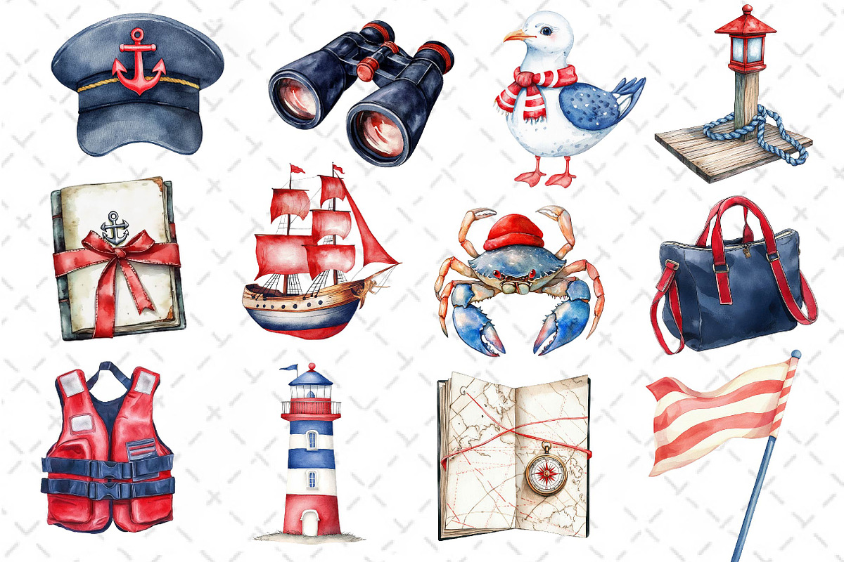 Vintage Nautical Clipart, an Illustration by Dream Creation (Photo 3 of 5)