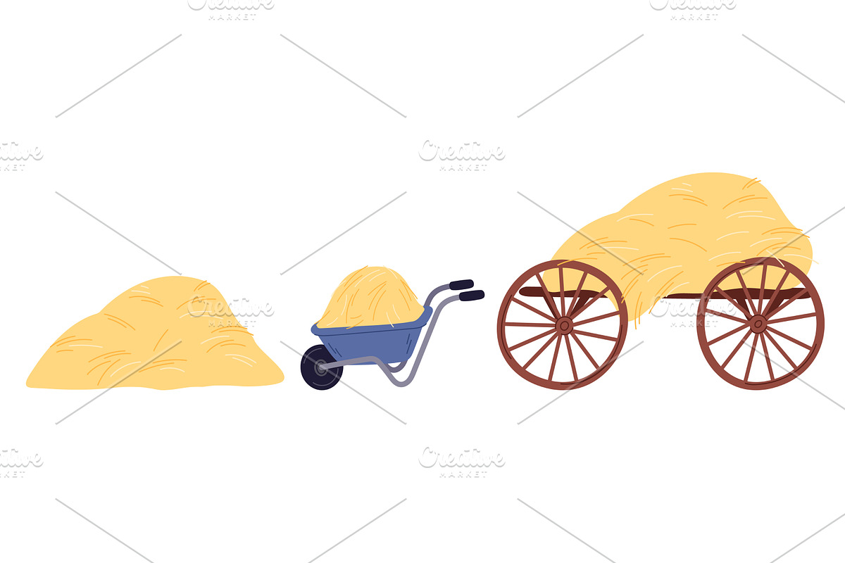 Collecting and transporting hay, an Object Illustration by Vectorbuum