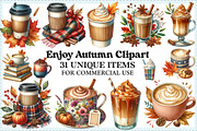Watercolor Fall Coffee Clipart, an Illustration by Craft Nest (Thumbnail 1 of 9)