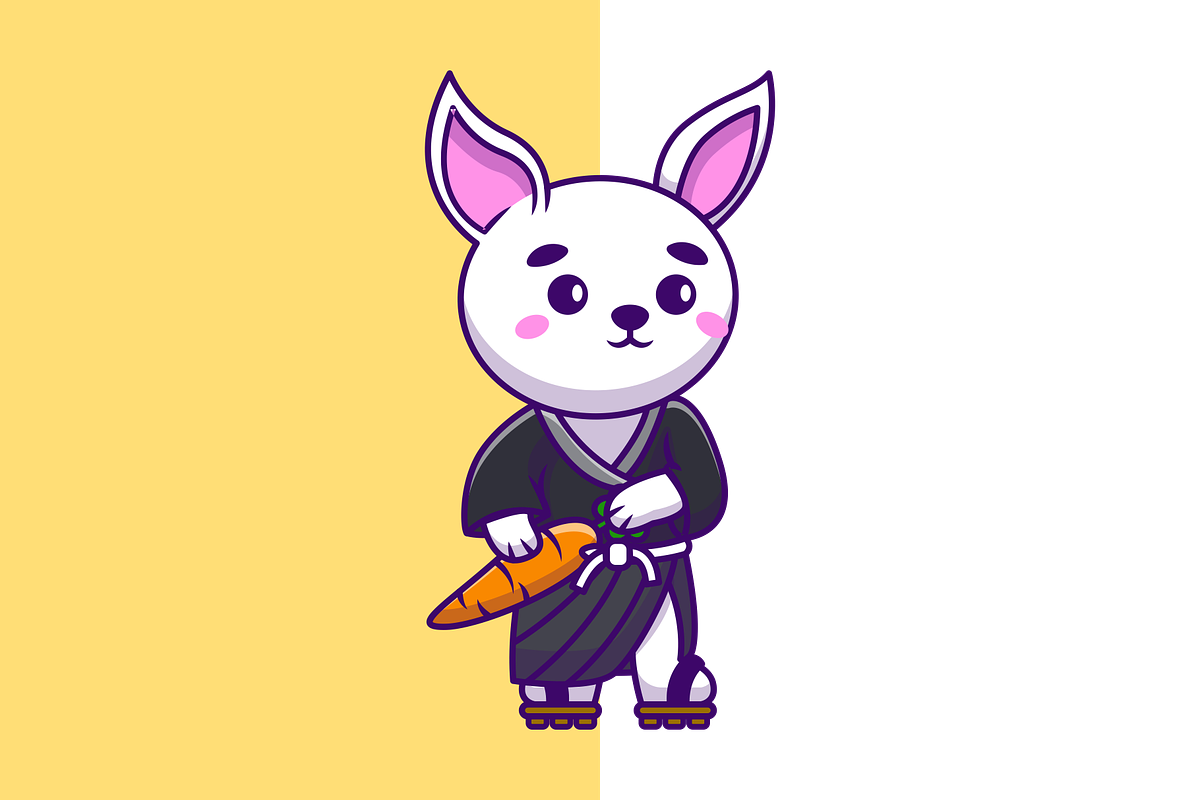 Cute Rabbit Wearing Kimono Cartoon, an Animal Illustration by Artstorystudio (Photo 2 of 3)